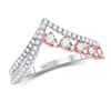 Image 1 : Womens Round Diamond Chevron Modern Band Ring 1/2 Cttw 14kt Two-tone Gold - REF-41H5R