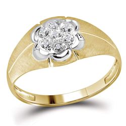 Mens Round Diamond Matte Cluster Ring .02 Cttw 14kt Yellow Gold - REF-16K5Y