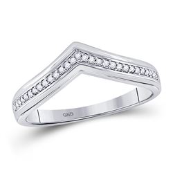 Womens Round Diamond Chevron Band Ring 1/10 Cttw 10kt White Gold - REF-10N5F