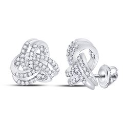 Womens Round Diamond Triquetra Trinity Fashion Earrings 1/3 Cttw 10kt White Gold - REF-21R5X