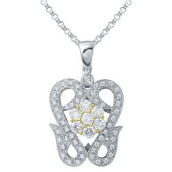 0.88 CTW Diamond Pendant 18K 2Tone Gold - REF-112M2F