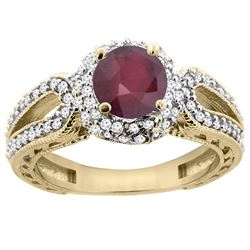 1.55 CTW Ruby & Diamond Ring 14K Yellow Gold - REF-87H5M