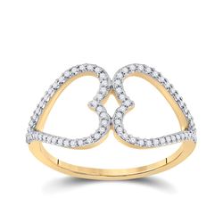 Womens Round Diamond Negative Space Heart Ring 1/5 Cttw 10kt Yellow Gold - REF-16X9A