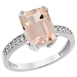 2.95 CTW Morganite & Diamond Ring 14K White Gold - REF-59M8A