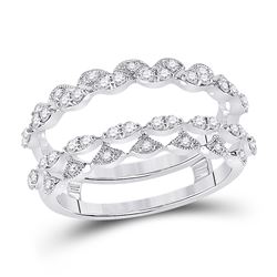 Womens Round Diamond Wedding Wrap Wrap Ring Guard Enhancer 3/8 Cttw 14kt White Gold - REF-49W5K