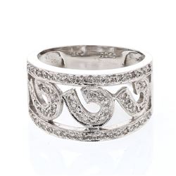 0.40 CTW Diamond Ring 18K White Gold - REF-58K2W