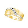 Image 1 : Mens Round Diamond Wedding Band Ring 3/8 Cttw 10kt Yellow Gold - REF-45X5A