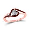 Image 1 : Womens Round Red Color Enhanced Diamond Heart Cluster Ring 1/6 Cttw 10kt Rose Gold - REF-13N9F