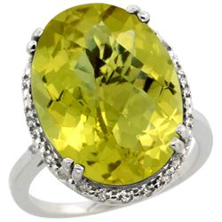 13.71 CTW Lemon Quartz & Diamond Ring 14K White Gold - REF-53N8Y