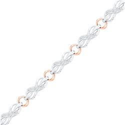 Womens Round Diamond Infinity Bracelet 1/4 Cttw 10kt Two-tone Gold - REF-52M5H