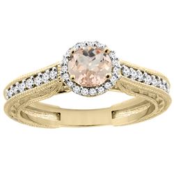 0.94 CTW Morganite & Diamond Ring 14K Yellow Gold - REF-60M3A