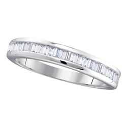 Womens Baguette Diamond Wedding Band 1/2 Cttw 10kt White Gold - REF-23Y5N