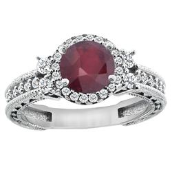 1.46 CTW Ruby & Diamond Ring 14K White Gold - REF-77F7N