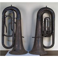 Lot of 2 Large Brass Tubas