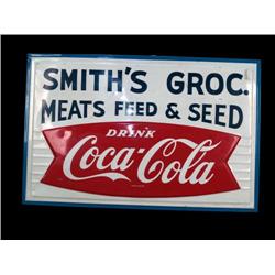 Large metal Coca-Cola sign  "Smith's Gr