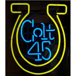 "Colt 45"   Horseshoe Neon Sign    3 co