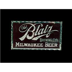 "Blatz"  Chip Glass Ad Sign    8 x 14 "