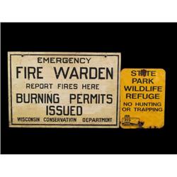 2 signs: 1 wood, 1 metal advertising Wi