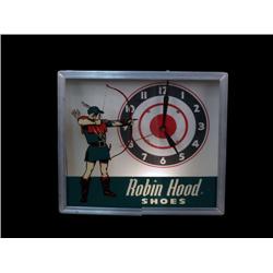 "Robin Hood Shoes" lite-up square clock