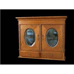 Oak Medicine or Kitchen Cabinet w Oval 