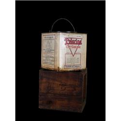 Polarine Grease Can in Wooden Crate