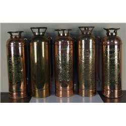 Lot of 5 Misc Polished Brass Fire Extin