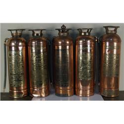 Lot of 5 Misc Polished Brass Fire Extin