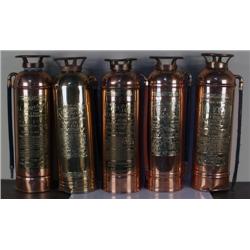 Lot of 5 Misc Polished Brass Fire Extin