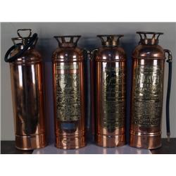 Lot of 4 Misc Polished Brass Fire Extin