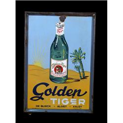 "Golden Tiger"  porcelain self framed s