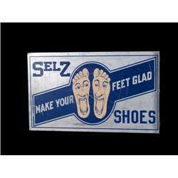 "Selz Shoes" tin flange sign  12 x 20 "