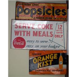 Lot of 3 Soda Signs