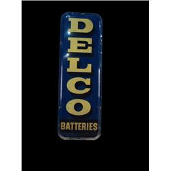 "Delco Batteries"  tin vertical sign   