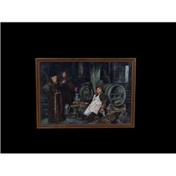 Painting depicting Monks in a Wine Cell