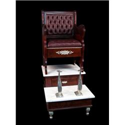 Crescent Mahogony and Marble Shoe Shine