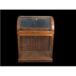 Wooden, Curved-Front Glass,  Cane Case