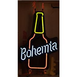 Neon Sign in wooden crate  "Bohemia" Be