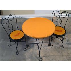 Mini Sized wire Table & Chairs  (Coca-C