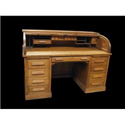 Barrel Roll, Oak Roll-Top Desk w/ bevel