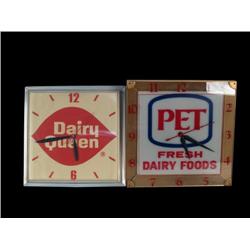 Lot of 2 Electric Clocks: Pet Foods & D