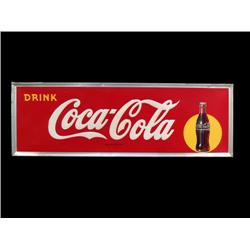 Self-framed tin sign  "Coca-Cola" w/ bo