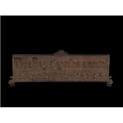 Amount Purchased Sign from a brass N.C.