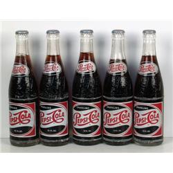 Set of 5, unopened "Pepsi-Cola" bottles