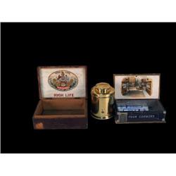 Lot of 3 Cigar Humidors     1 Brass & 2