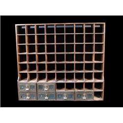 Antique Post Office Wall Unit w Brass B