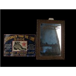Lot of 2 Shoe Items: Tin Sign & a Store