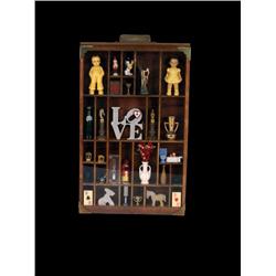 Shadow Box with various small vintage i