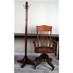 Lot of 2:  Oak Cane Seat Business Chair