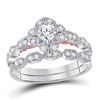 Image 1 : Round Diamond Bridal Wedding Ring Band Set 3/4 Cttw 14kt Two-tone Gold - REF-87H5R