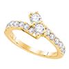 Image 1 : Round Diamond 2-stone Bridal Wedding Engagement Ring 3/4 Cttw 14kt Yellow Gold - REF-64A5M